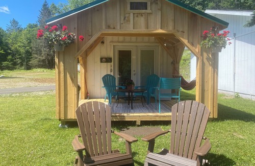 Davenport Cabin | Cozy “bed in a shed” cabin with WiFi and AC in charming East Meredith
