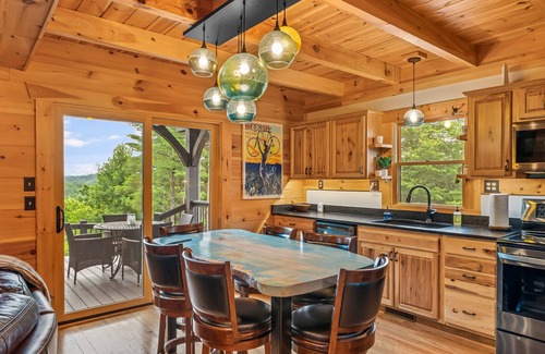 Nebo Cabin | Cozy cabin, stunning mountain views near Lake James. Perfect for a winter fire.