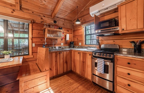 Hot Springs Cabin | Cozy Cabin w/Hot Tub & Fenced in Yard for Pets