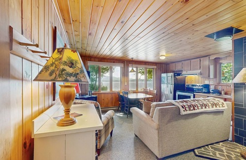 Greenville Cabin | Cozy Lakefront Cottage with Dock, Mountain Views, Peaceful Location