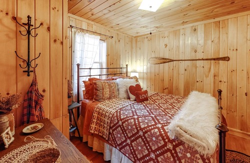 Shirley Mills House | Cozy & secluded getaway w/ a full kitchen & firepit - walk to the lake