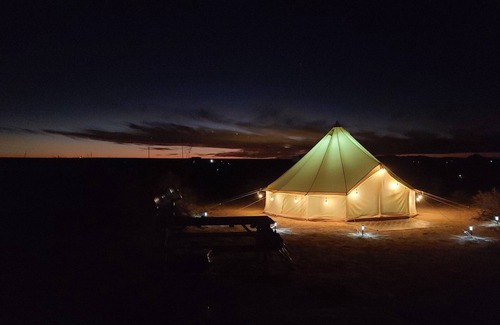 Salt Flat RV Rental | Cozy Yurt. Queen Bed. Guadalupe Mountain View