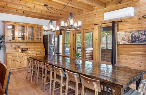 Gouldsboro House | Creekfront Log Mansion With Heated Outdoor Pool and Hot Tub