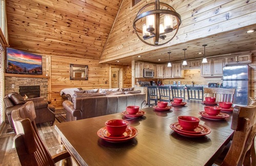 Black Bear Falls Cabin | Cub Path Lodge - Luxurious 5/5 With Theatre Room And Mountain Views! 5 Bedroom Cabin by RedAwning