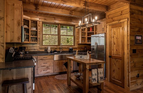 Mars Hill Cabin | Cubs Den Cabin | Luxe Views, Hot Tub + Fire Pit Retreat + Biltmore Pass