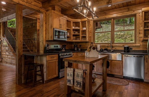 Mars Hill Cabin | Cubs Den Cabin | Luxe Views, Hot Tub + Fire Pit Retreat + Biltmore Pass
