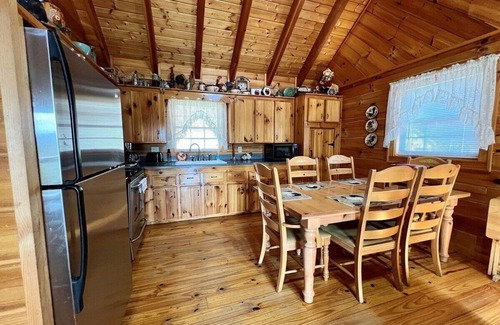 West Jefferson Cabin | Custom Log Cabin w/Mtn Views, Hot Tub, Pool Table, WIFI, Covered Porch