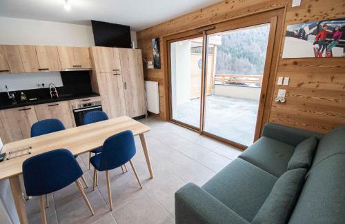 Saint-Jean-dʼAulps Apartment | Dans résidence neuve LE SNOW ROC sur les pistes, grand studio cosy 5 pers avec terrasse panoramique, SAUNA, WIFI