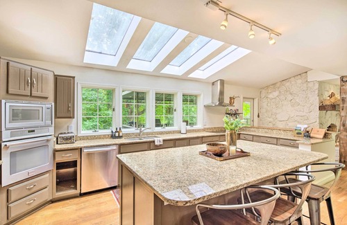 Chimney Rock House | Deck w/Fireplace: Pet-Friendly Lake Lure Retreat
