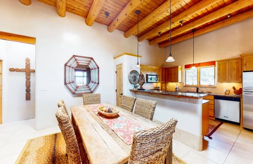 Tesuque Condo | Dog-friendly condo with kiva fireplaces, enclosed yard, & pool access