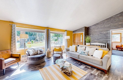 Trestle Creek House | Dog-friendly, creekside home with hot tub, sauna & firepit - walk to the lake