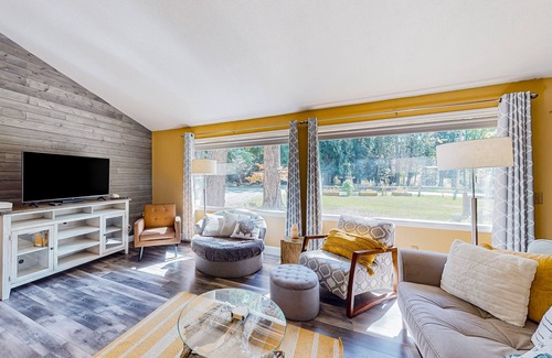 Trestle Creek House | Dog-friendly, creekside home with hot tub, sauna & firepit - walk to the lake