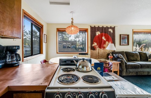 Manzanita Cabin | Dog-friendly downtown home moments from the beach w/distant ocean views