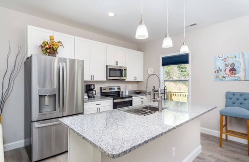 Weaverville House | Dog-friendly home with scenic views, furnished deck, firepit, & washer/dryer