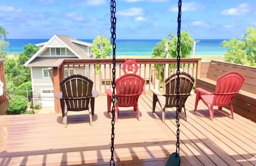 Michigan City Cabin | Dune-Top Escape: Big View, Big Lake, Big Beach!