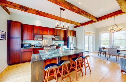 Waterbury Center House | Enchanting farmhouse with a hot tub, grill, children's items, & mountain views