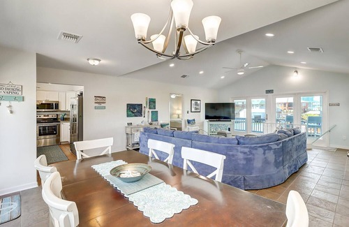 City-by-the Sea House | Estes Oasis! Canal front home with private lighted dock! Views! Foosball game