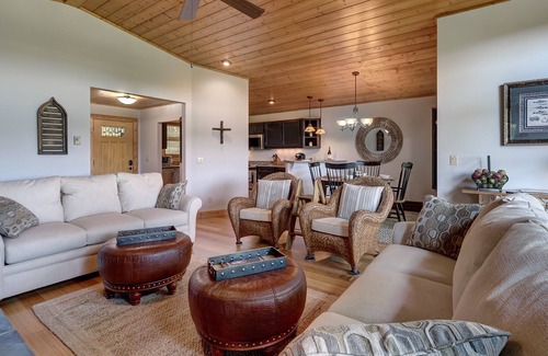 Mirror Lake House | Expansive screened deck, Gas fireplace, Gorgeous views, Firepit