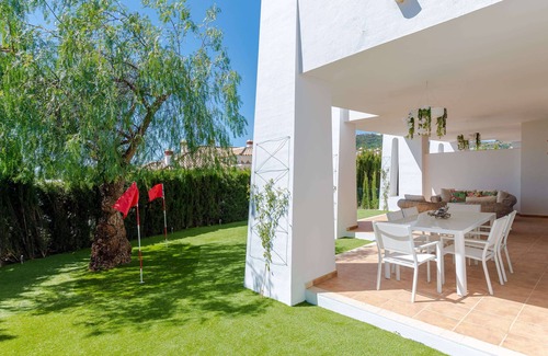 Casares Apartment | Family-friendly Villa-Style 3 Bedroom Apt with Putting Green & Private Garden.