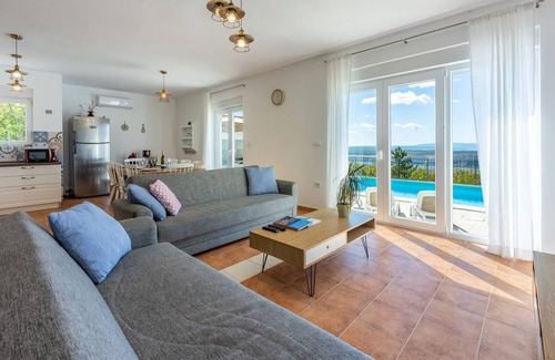Smrika House | Fascinating villa with fantastic sea views to the island of Krk with private pool, table tennis, billiards, barbecue
