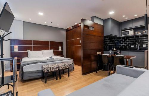 Chacara Santo Antonio Apartment | Flat king size, consulado, garagem + A/C | em 6x