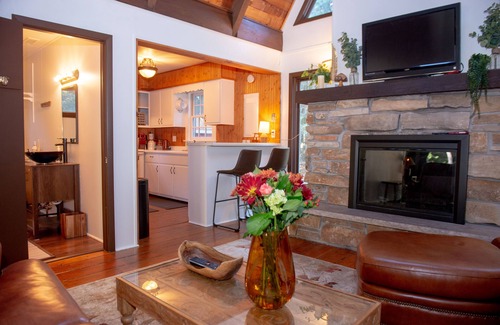 Sturgeon Bay House | Forest A-frame with fireplace