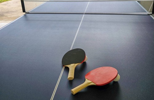 Bentonville House | Full size ping-pong and foosball table! Bike, kid, dog, & work friendly.