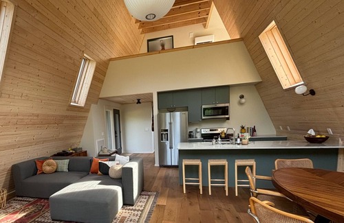 Story Cabin | Garden Lane A-frame cabin right on Irons Fork river