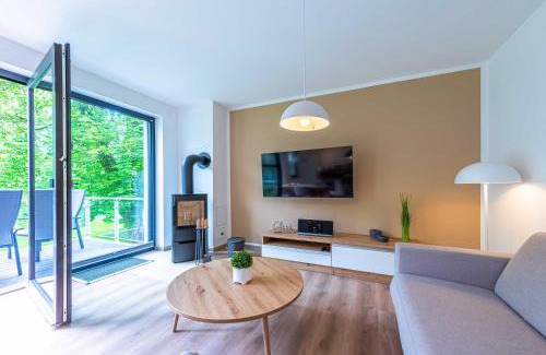 Krakow am See Apartment | Glücksraum - Modernes Apartment mit Panoramablick, Kamin & Wohlfühlambiente