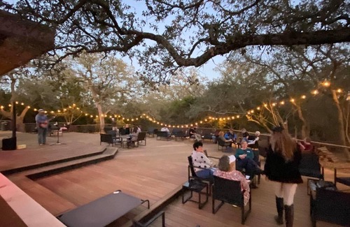 Johnson City RV Rental | Glamping Escape with AC on Winery in Hill Country
