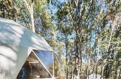 Mooresboro RV Rental | Glamping forest dome with hot tub in NC
