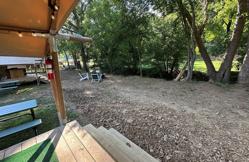 Newport RV Rental | Glamping Getaway with Creekside Serenity