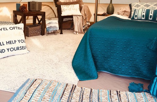 Desert Hot Springs Resort | Glampsite Resort Near Joshua Tree with 4 Canvas Yurt Tents and Pool!