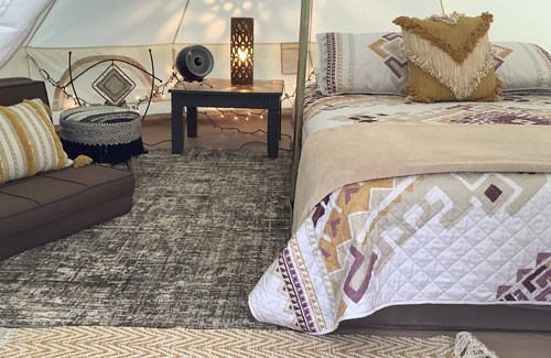 Desert Hot Springs Resort | Glampsite Resort Near Joshua Tree with 4 Canvas Yurt Tents and Pool!