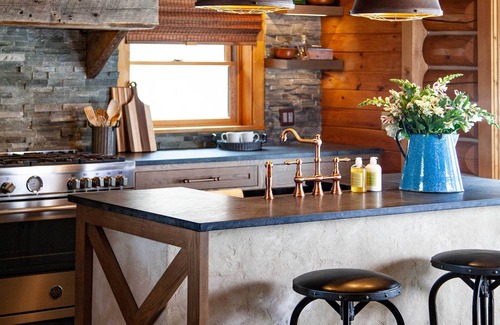Andover House | Gorgeous Log Home With Mountain Views with Hot Tub