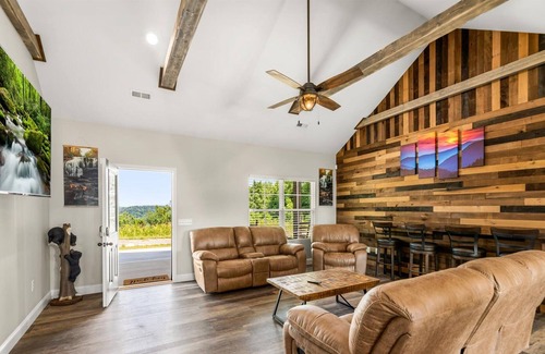 Sevierville Cabin | H2Oasis: Private Heated Outdoor Swimming Pool and Mountain Views