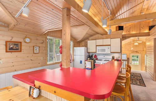 Sayner Cabin | Harlequin Haven | HotTub, AC, Lake Access & Dock, Dogs OK w/fee