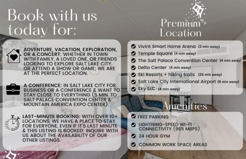 Downtown Salt Lake City Apartment | High Rise 11th Floor City Views Free Pkg Gym