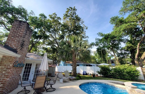 Folly Field House | Home w/Private Pool/Spa, Walk to Beach, One level Home, Bikes, Folly Field area
