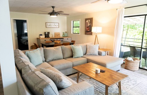 Jasper House | Hot Tub! Lakefront Home - Fire Pit, Kayaks, & Two-Story Dock