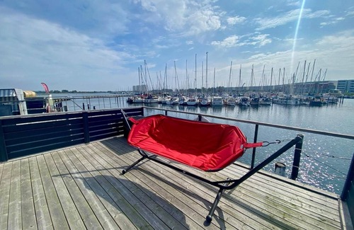Ostholstein Boat Rental | House Boat 'Annis Mehrblick' with Sea View, Private Terrace and Wi-Fi