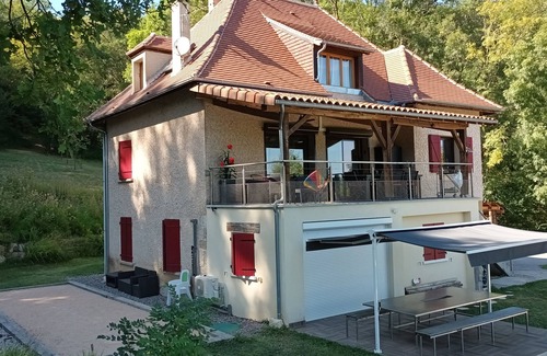 Carennac House | House with covered terrace and swimming pool, breathtaking view of the Dordogne valley