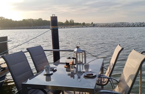 Barth Boat Rental | Houseboat Fjord Baltica with roof terrace in Barth