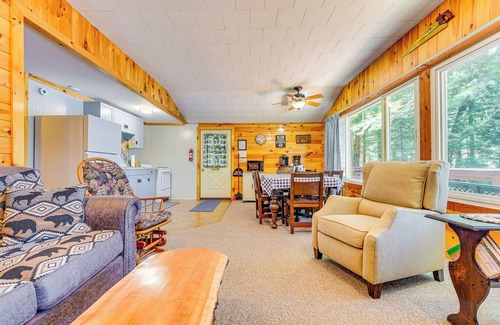Inlet Cabin | Inlet Lakefront Home: Private Dock & Beach Access!