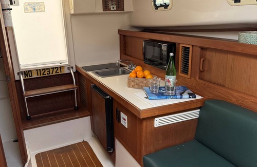 West Ferry Boat Rental | Island Girl - 30' Cabin Cruiser for Overnight Stays