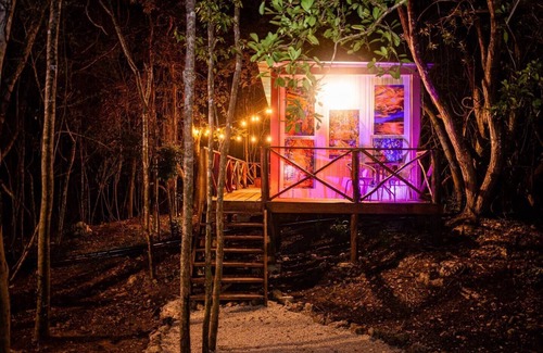 Akumal Cabin | Jungle Cabana with 2 beds, AC, and private Hot Tub.