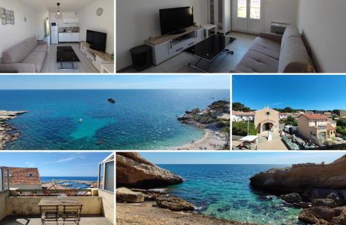 Sausset-les-Pins Apartment | L'ESCAPADE - Vue MER & TERRASSE - Plage à 100m