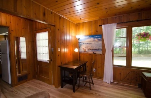 Muskegon House | Lake Michigan House in Woods - lake view behind main yellow house
