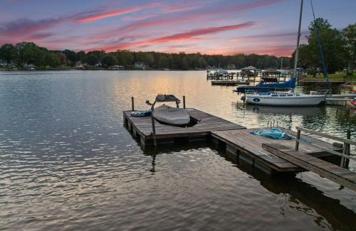 Mayhew House | Lake Norman Waterfront Home w Covered Porch Sunset Views Easy Access to Dining Shopping Uptown Charlotte Adventures Sunsets on Shoreline