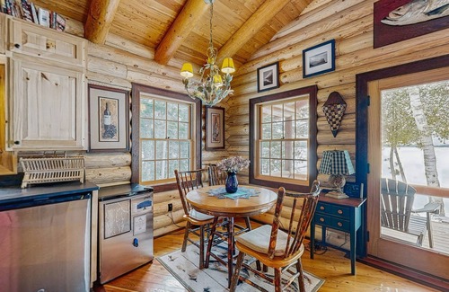 Greenville Cabin | Lakefront cabin with woodstove, beautiful mountain views & private swimming dock